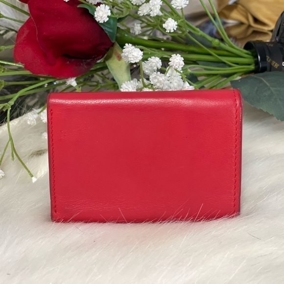 AUTHENTIC BALENCIAGA RED LEATHER PAPIER-MÂCHÉ MINI TRI-FOLD WALLET - Picture 2 of 10